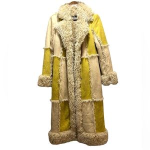 Urban Outfitters Amelia Faux Fur Trim Checkered Coat - Small